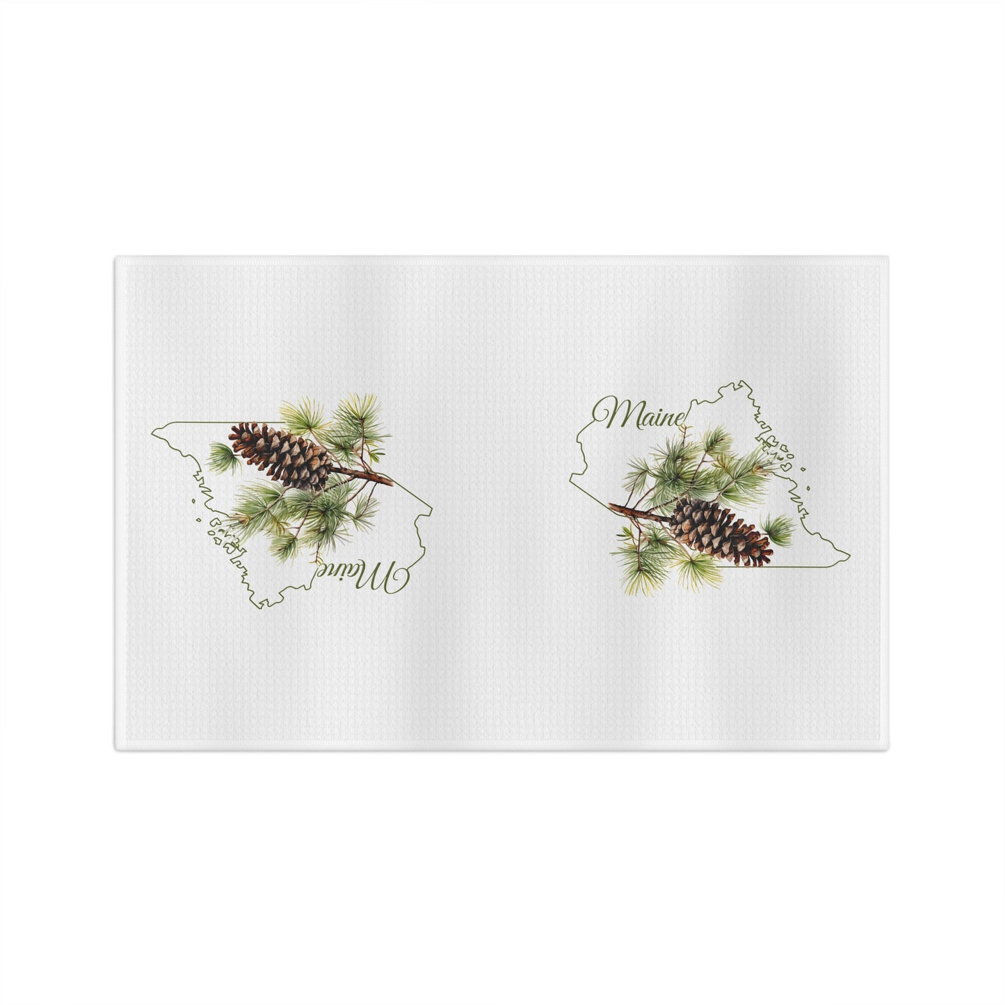 Maine State Flower Tea Towel – White Pine Cone & Tassle