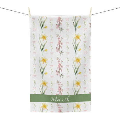 March Birth Month Flower Tea Towel