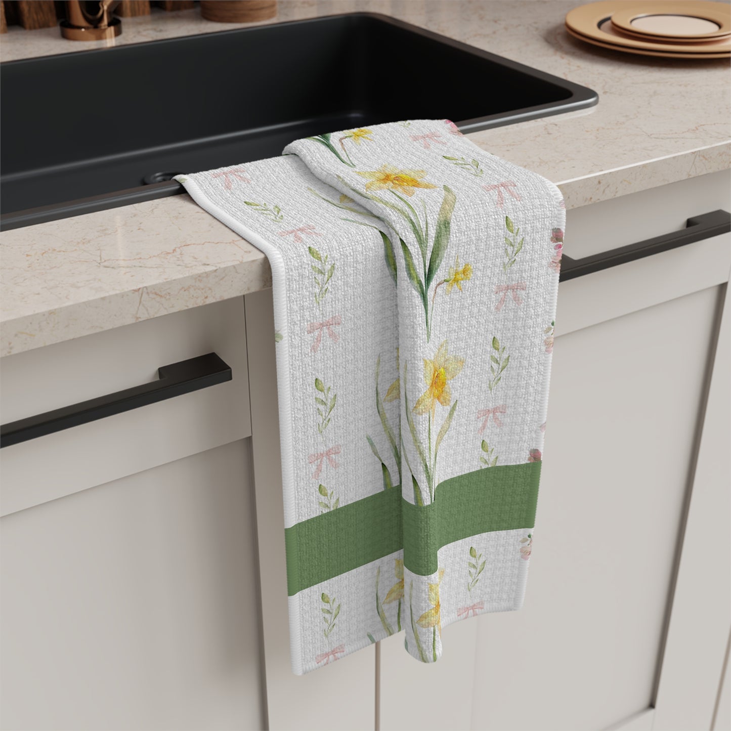 March Birth Month Flower Tea Towel