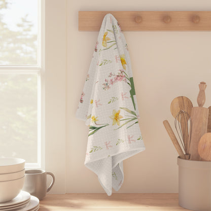 March Birth Month Flower Tea Towel