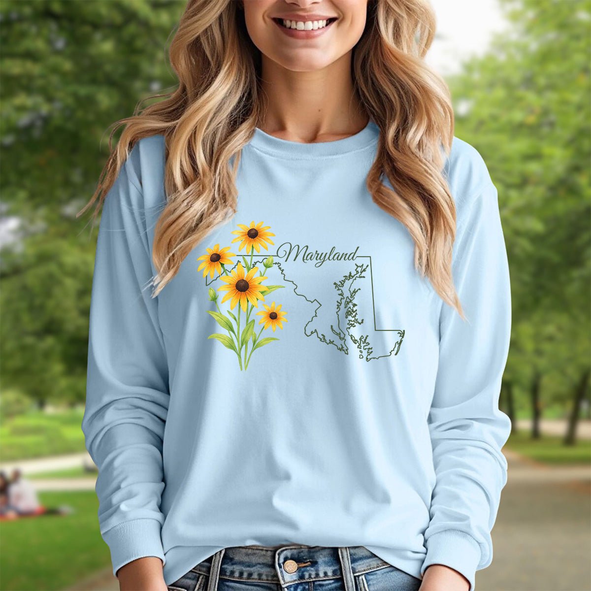 Maryland State Flower Long Sleeve Tee - Black Eyed Susan