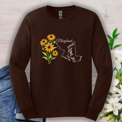 Maryland State Flower Long Sleeve Tee - Black Eyed Susan