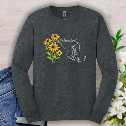 Maryland State Flower Long Sleeve Tee - Black Eyed Susan