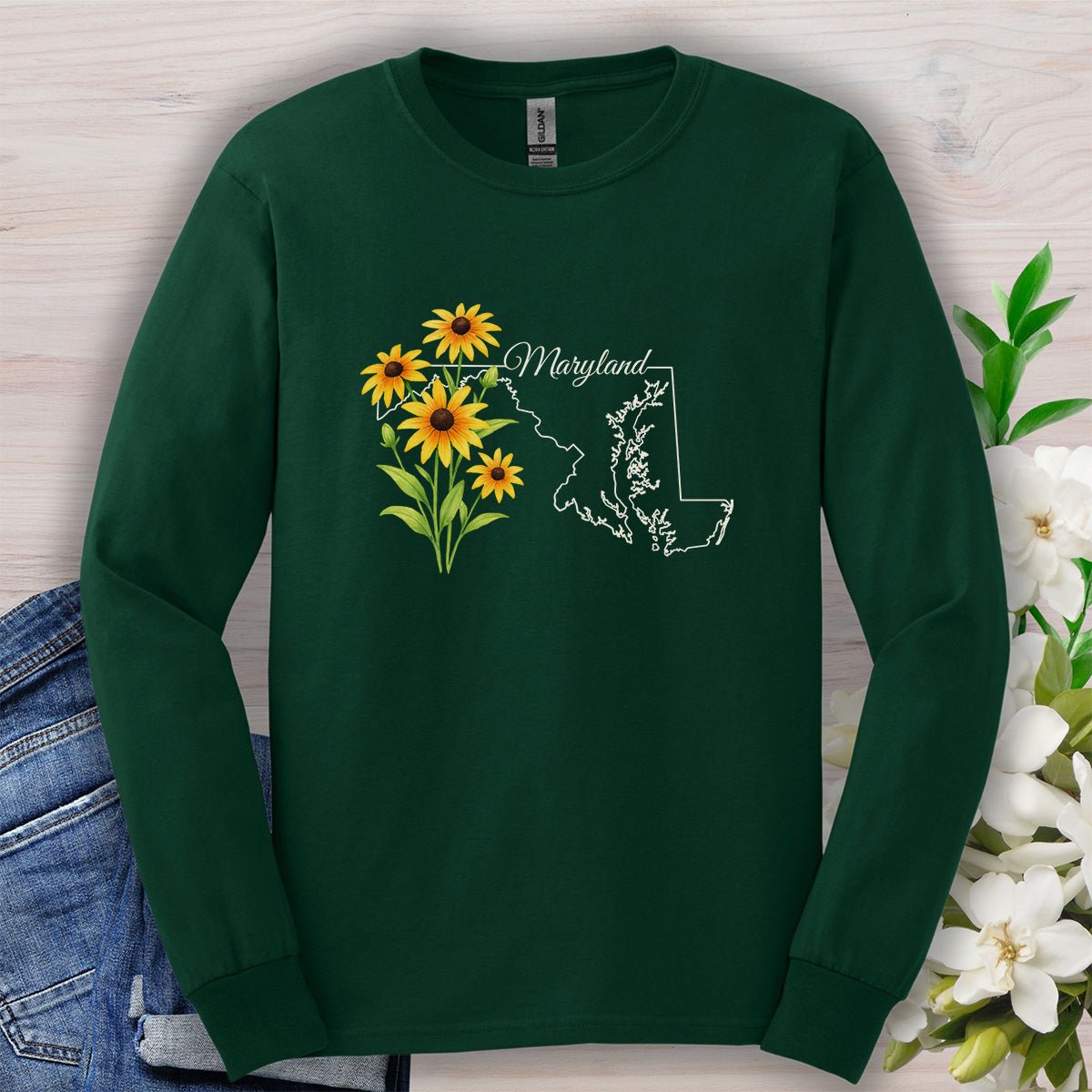 Maryland State Flower Long Sleeve Tee - Black Eyed Susan