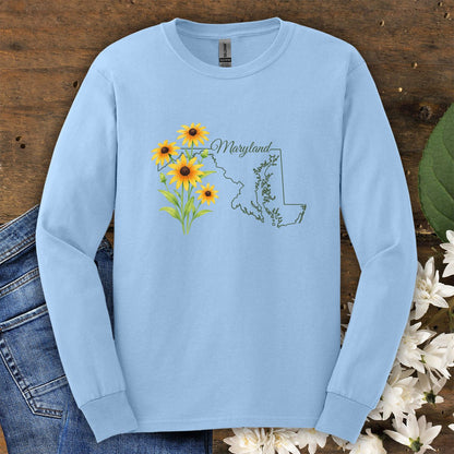 Maryland State Flower Long Sleeve Tee - Black Eyed Susan