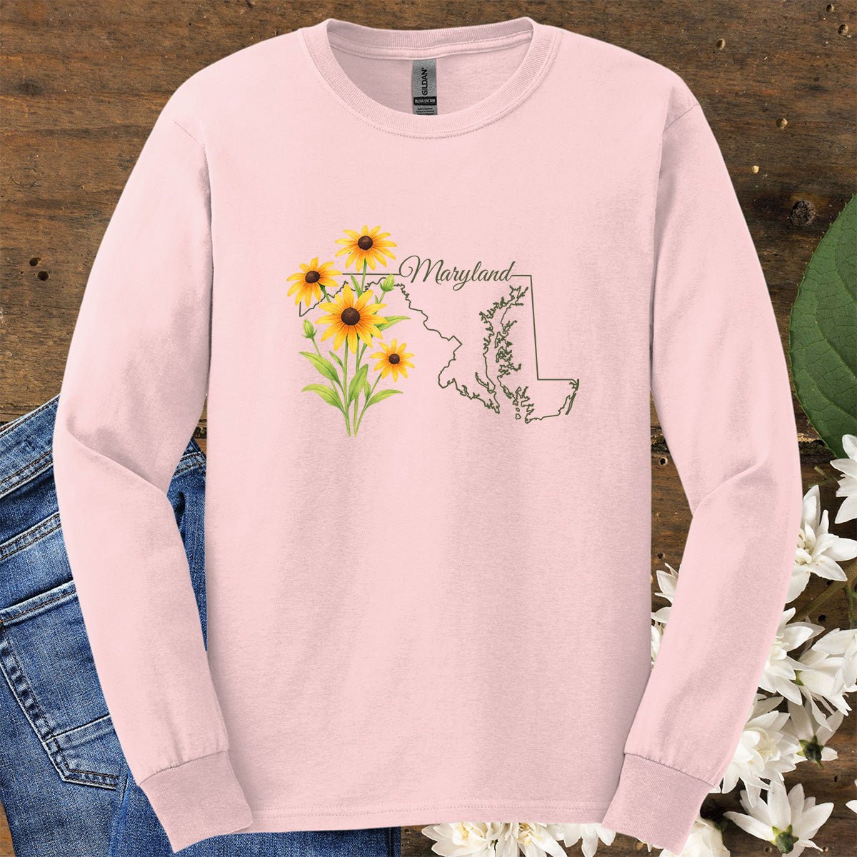 Maryland State Flower Long Sleeve Tee - Black Eyed Susan