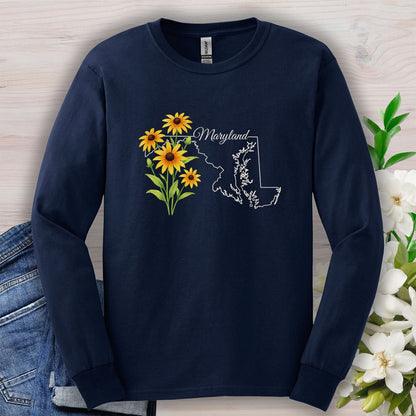 Maryland State Flower Long Sleeve Tee - Black Eyed Susan