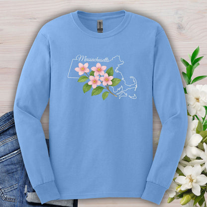 Massachusetts State Flower Long Sleeve Tee - Mayflower