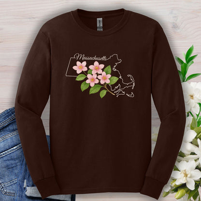 Massachusetts State Flower Long Sleeve Tee - Mayflower