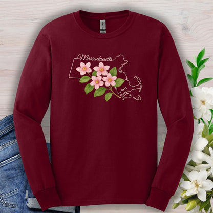 Massachusetts State Flower Long Sleeve Tee - Mayflower