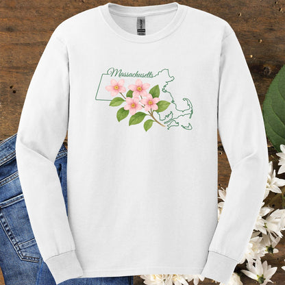 Massachusetts State Flower Long Sleeve Tee - Mayflower