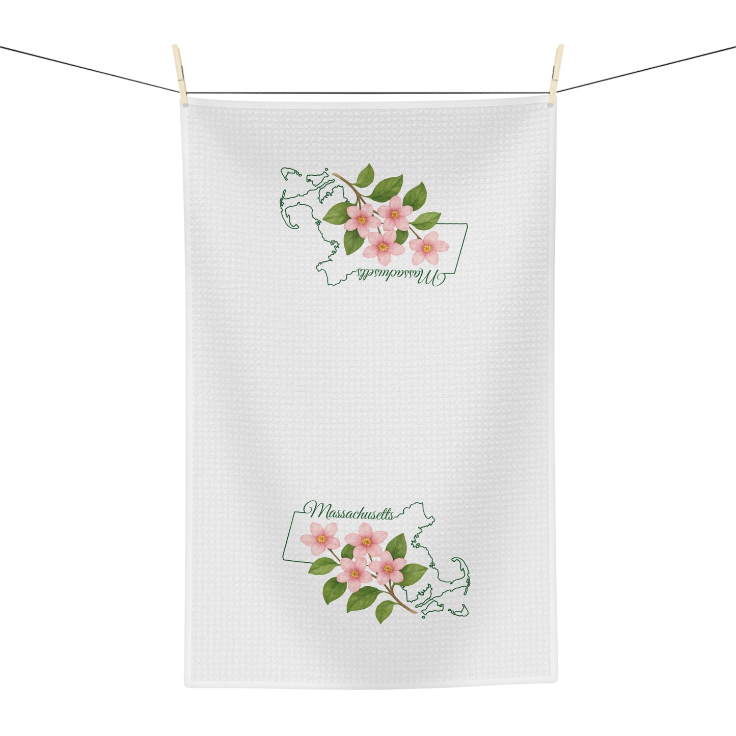 Massachusetts State Flower Tea Towel — Mayflower