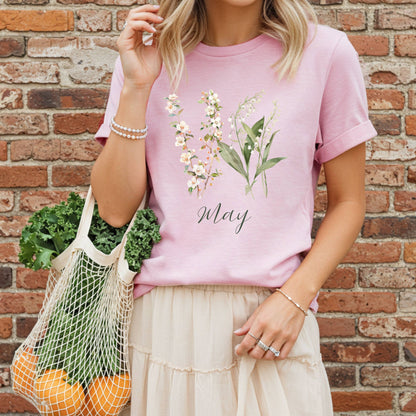 May Birth Month T‑Shirt — Lily of the Valley & Hawthorn