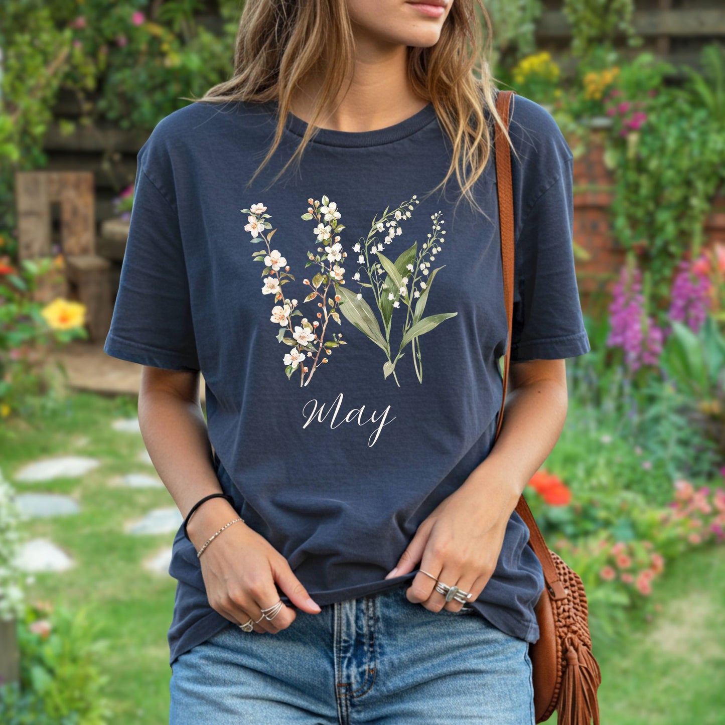 May Birth Month T‑Shirt — Lily of the Valley & Hawthorn