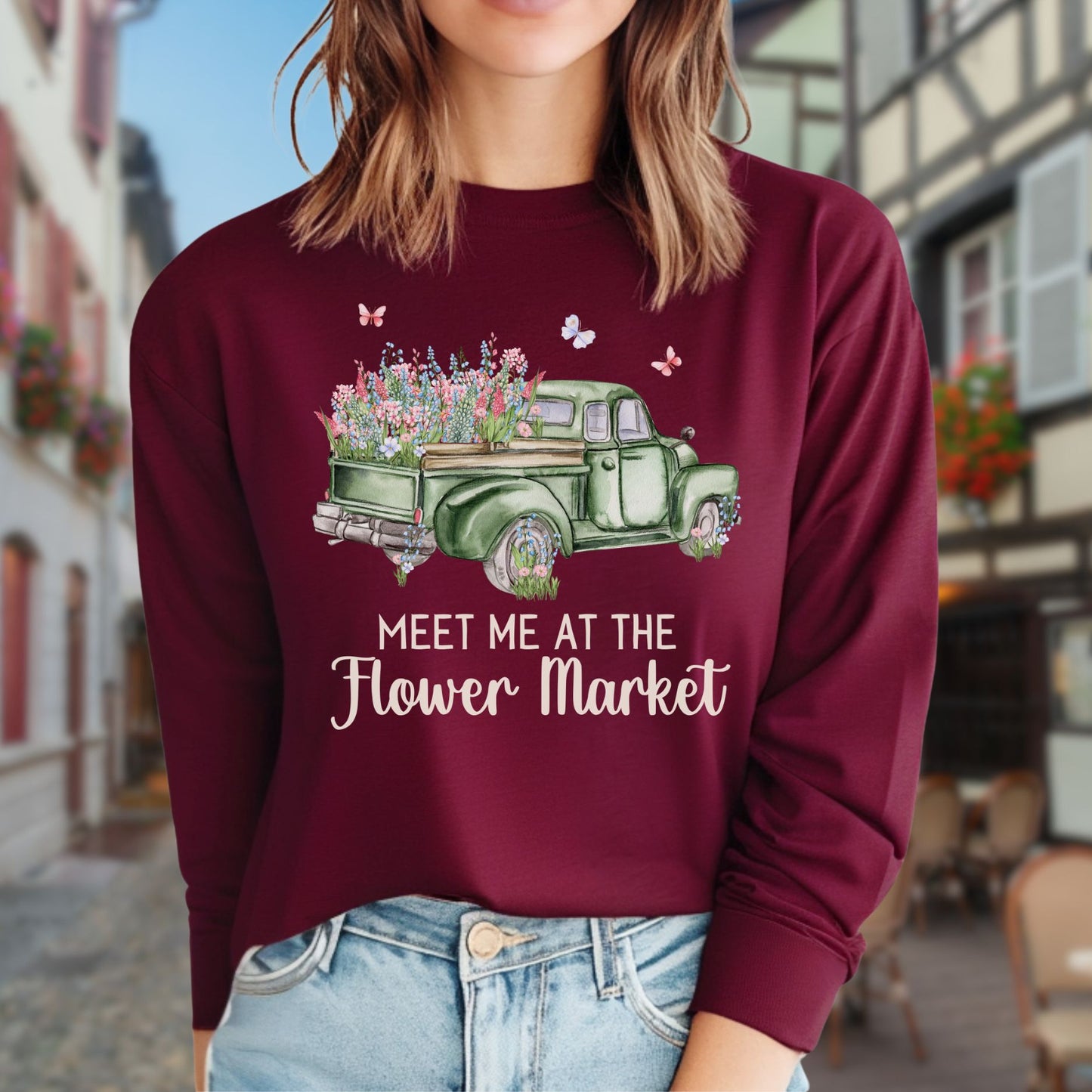 Meet Me at the Flower Market Vintage Long Sleeve Tee