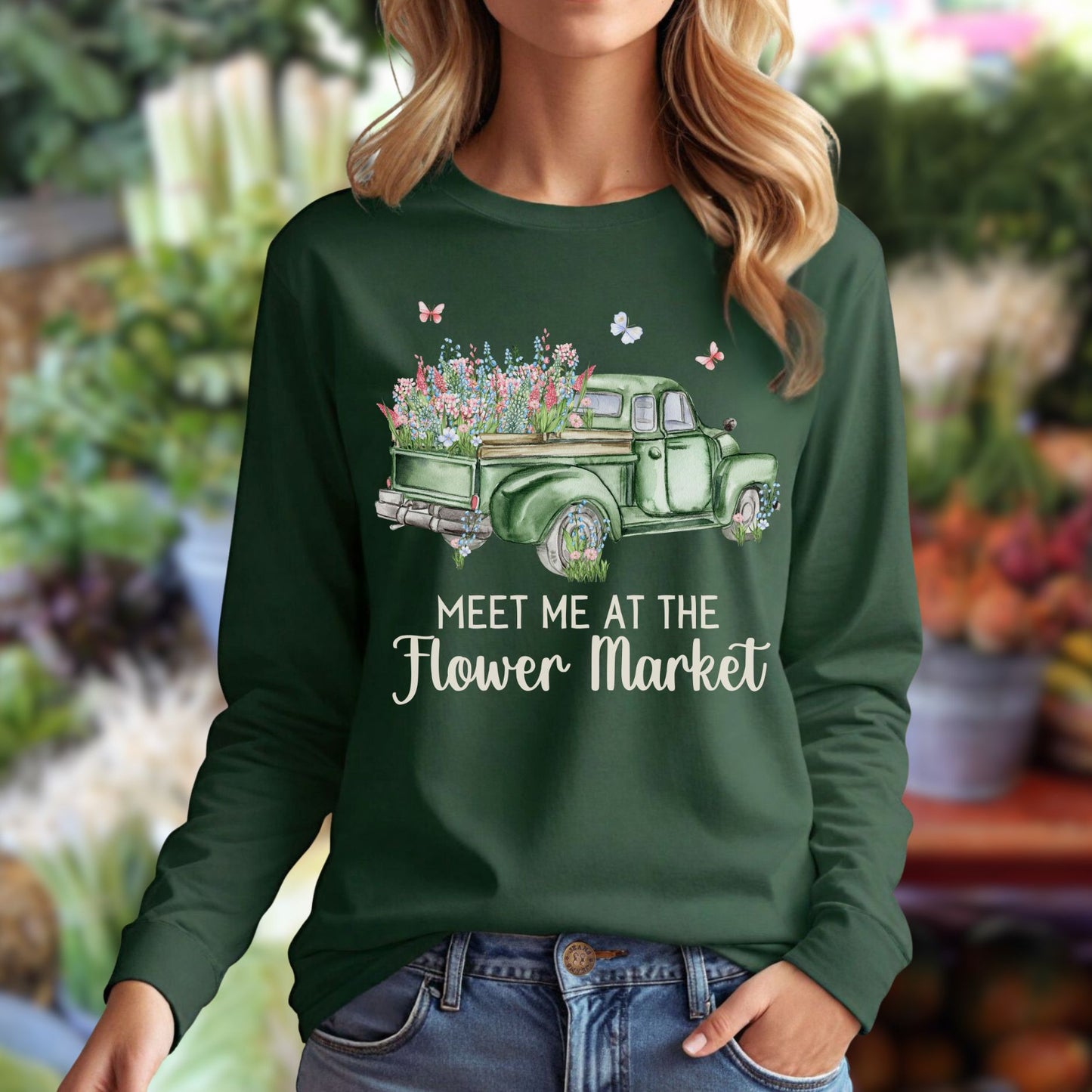 Meet Me at the Flower Market Vintage Long Sleeve Tee