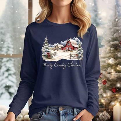 Merry Country Christmas Long Sleeve Tee
