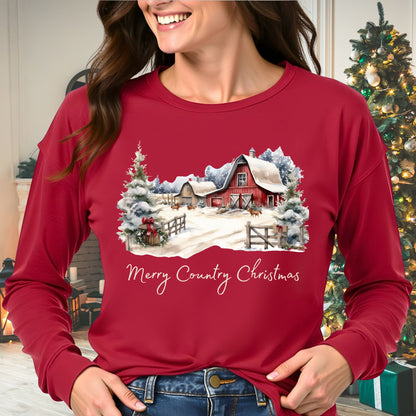 Merry Country Christmas Long Sleeve Tee