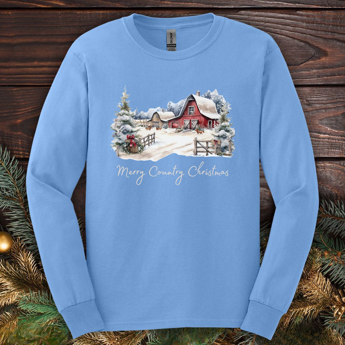 Merry Country Christmas Long Sleeve Tee