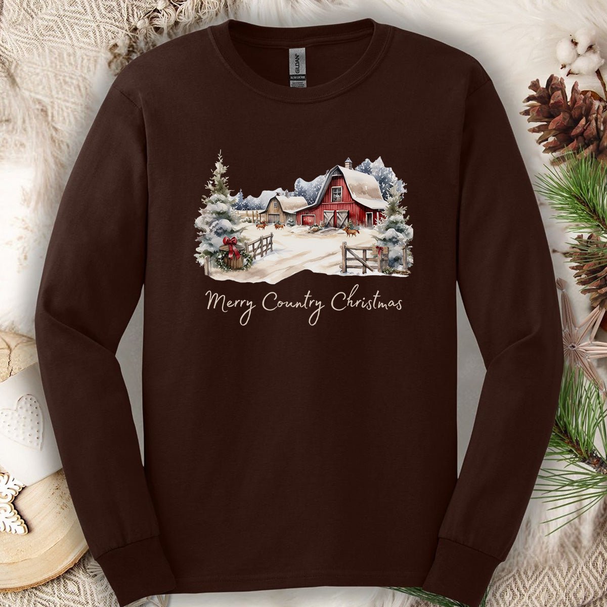 Merry Country Christmas Long Sleeve Tee