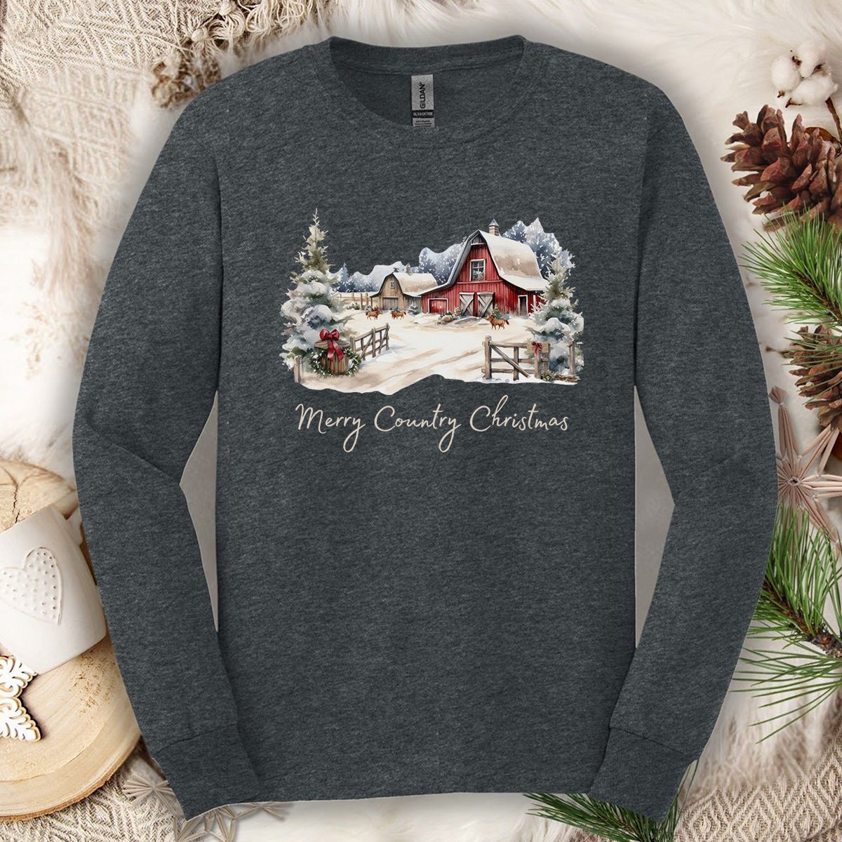 Merry Country Christmas Long Sleeve Tee