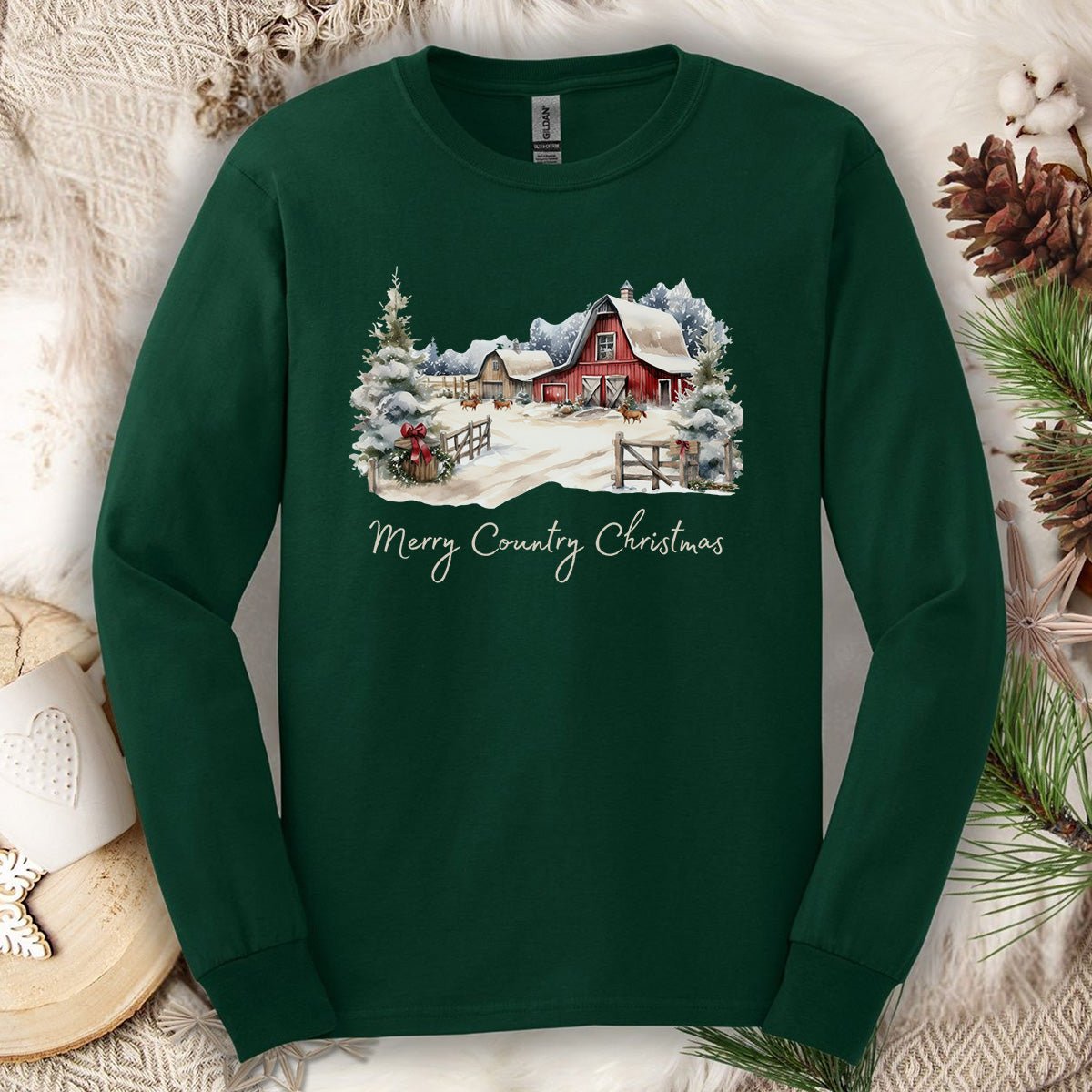 Merry Country Christmas Long Sleeve Tee