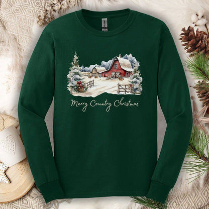 Merry Country Christmas Long Sleeve Tee