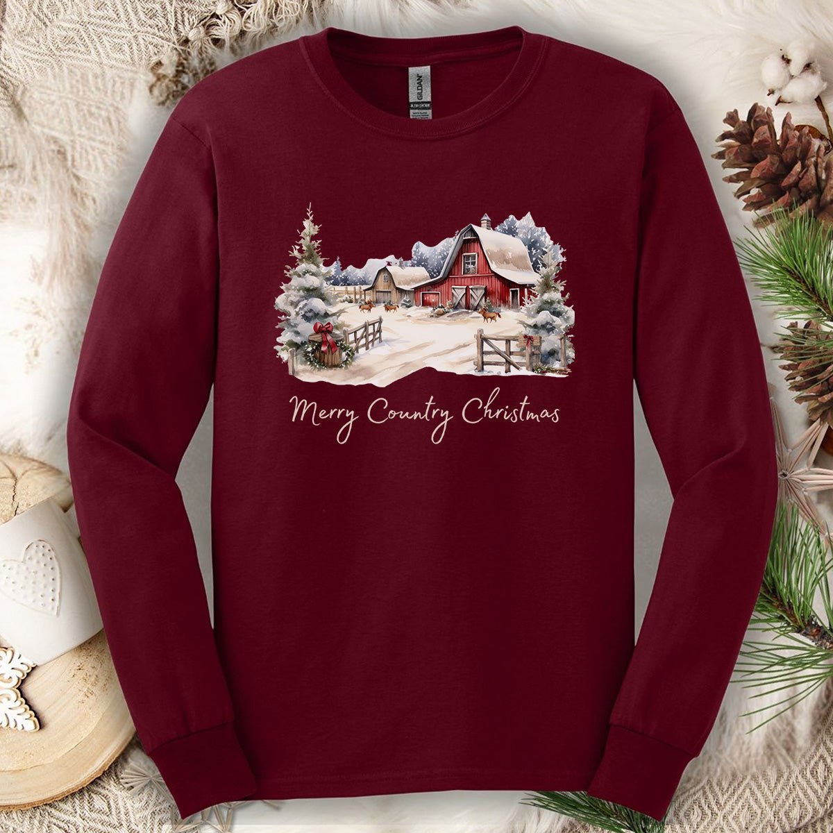 Merry Country Christmas Long Sleeve Tee