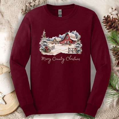Merry Country Christmas Long Sleeve Tee
