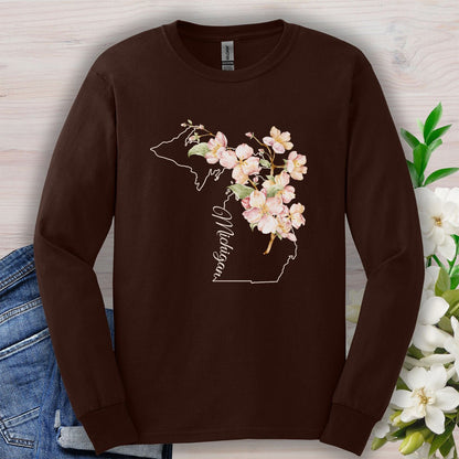 Michigan State Flower Long Sleeve Tee - Apple Blossom