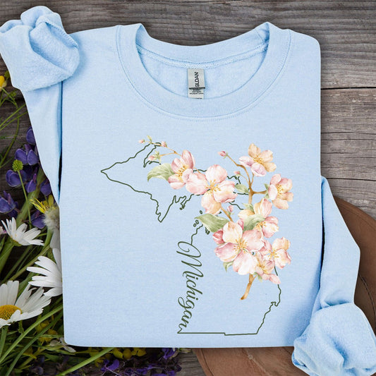Michigan State Flower Sweatshirt - Apple Blossom
