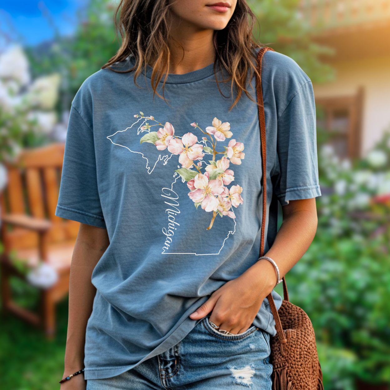 Michigan State Flower T-Shirt - Apple Blossom