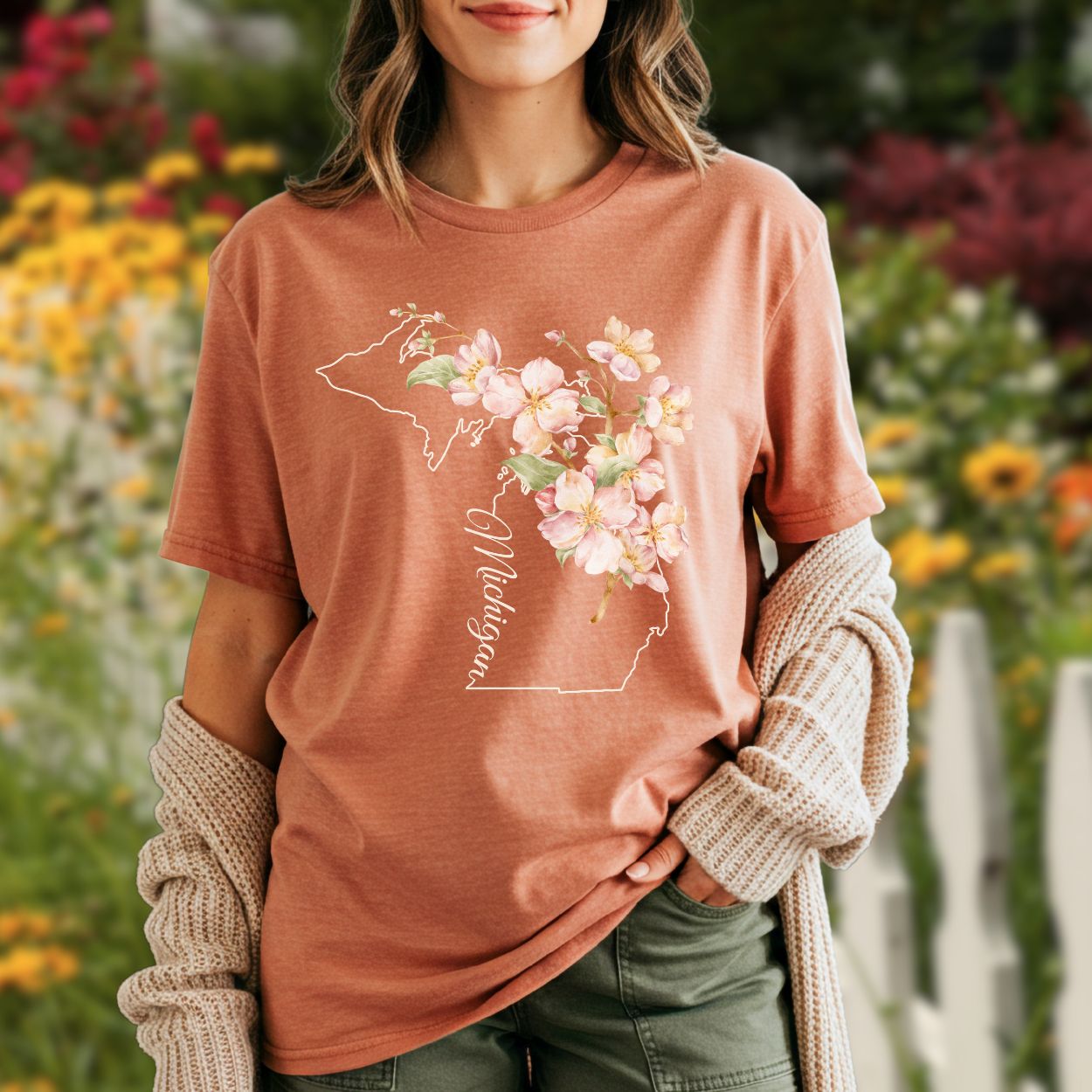 Michigan State Flower T-Shirt - Apple Blossom