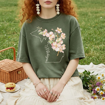 Michigan State Flower T-Shirt - Apple Blossom