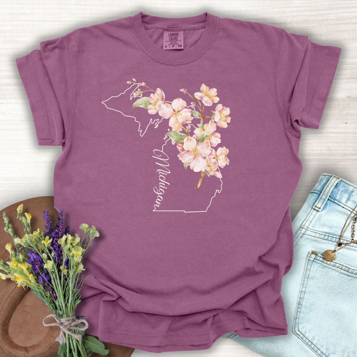 Michigan State Flower T-Shirt - Apple Blossom