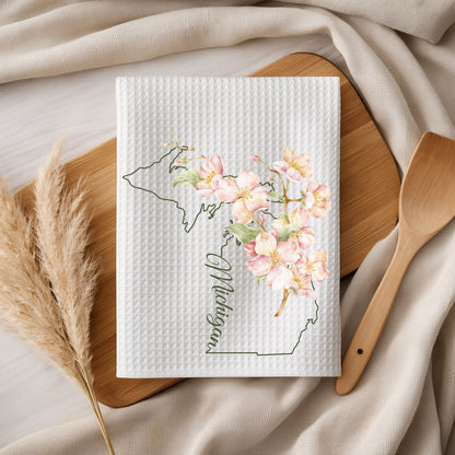 Michigan State Flower Tea Towel — Apple Blossom