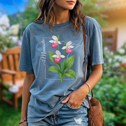 Minnesota State Flower T-Shirt - Showy Lady's Slipper