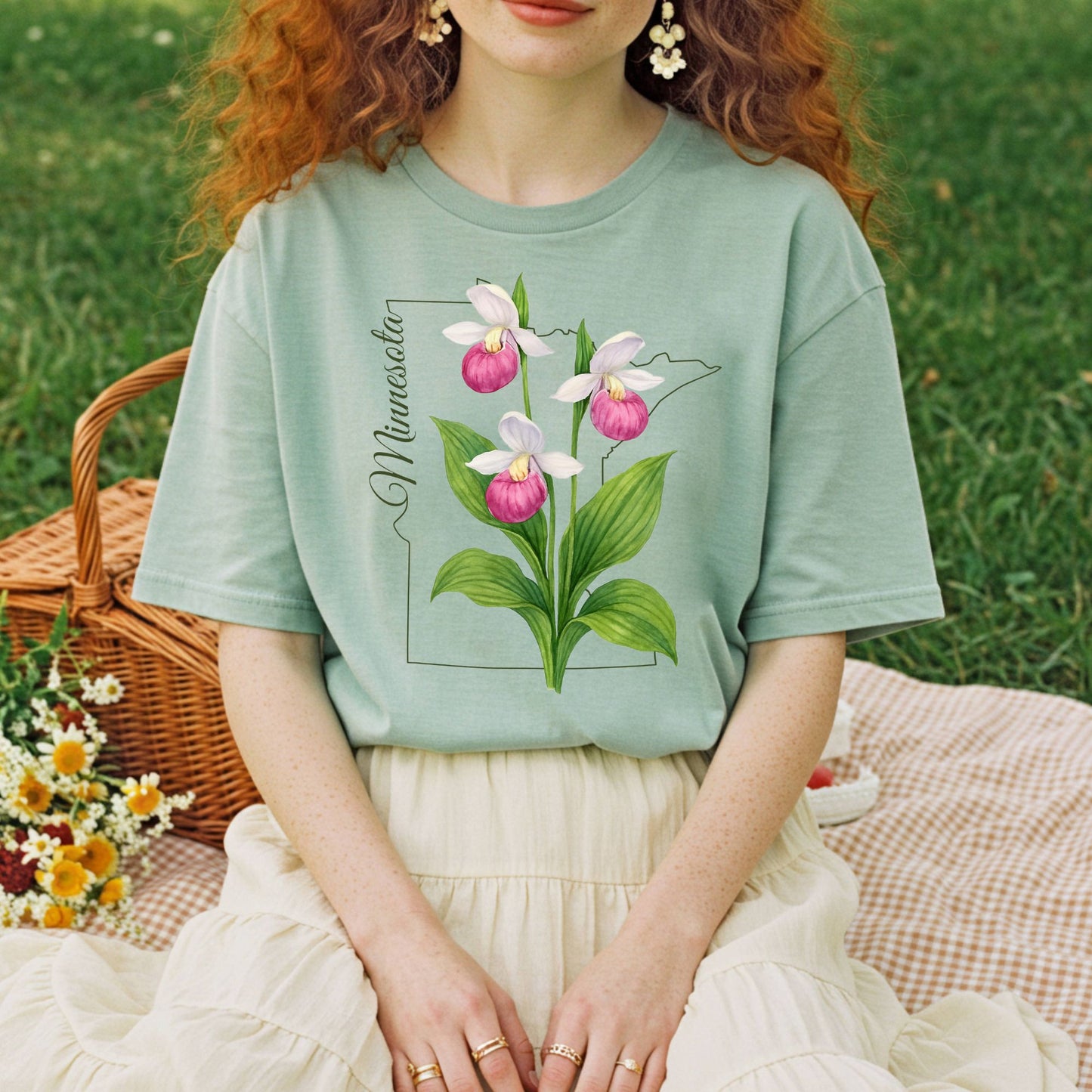 Minnesota State Flower T-Shirt - Showy Lady's Slipper