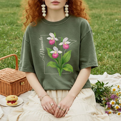 Minnesota State Flower T-Shirt - Showy Lady's Slipper