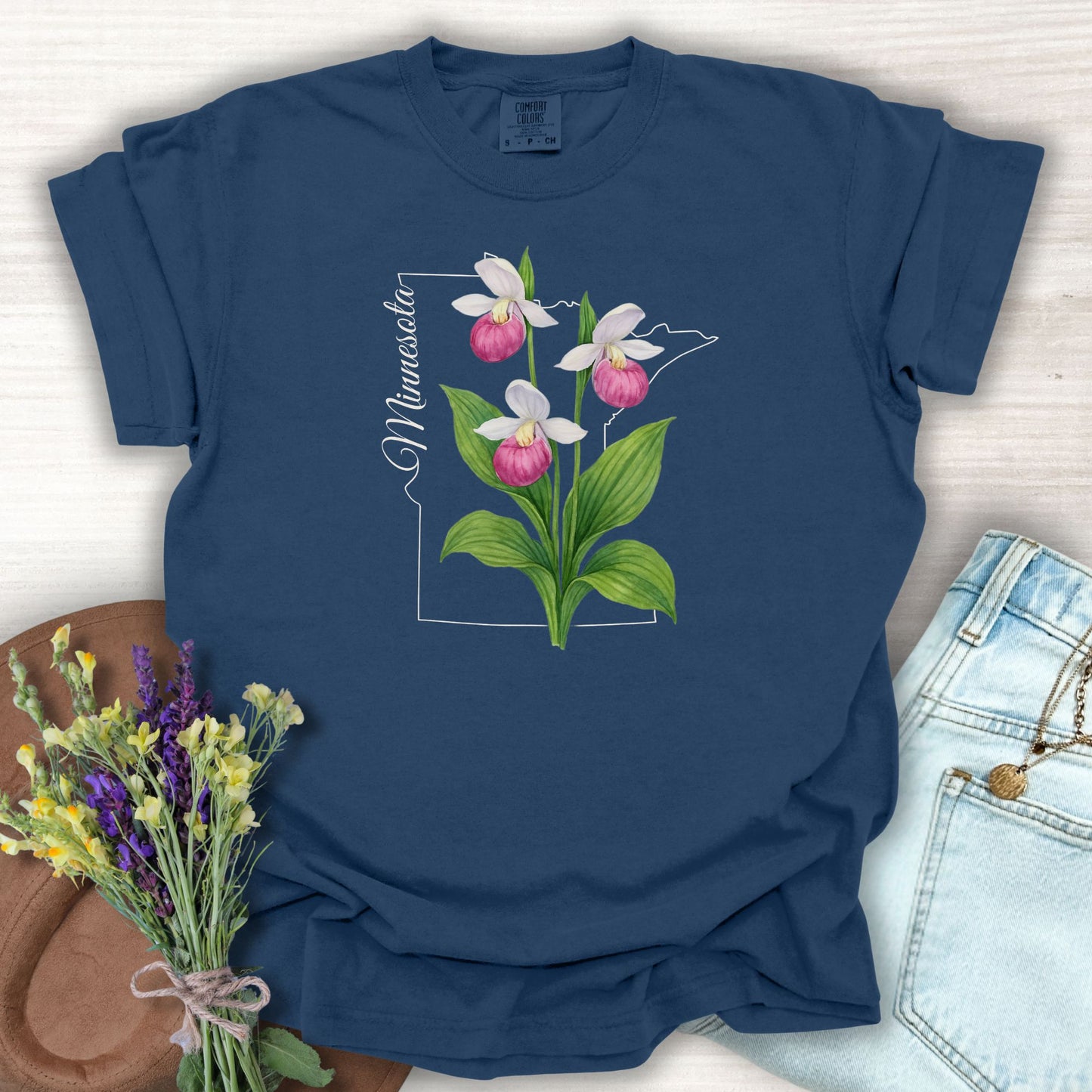 Minnesota State Flower T-Shirt - Showy Lady's Slipper