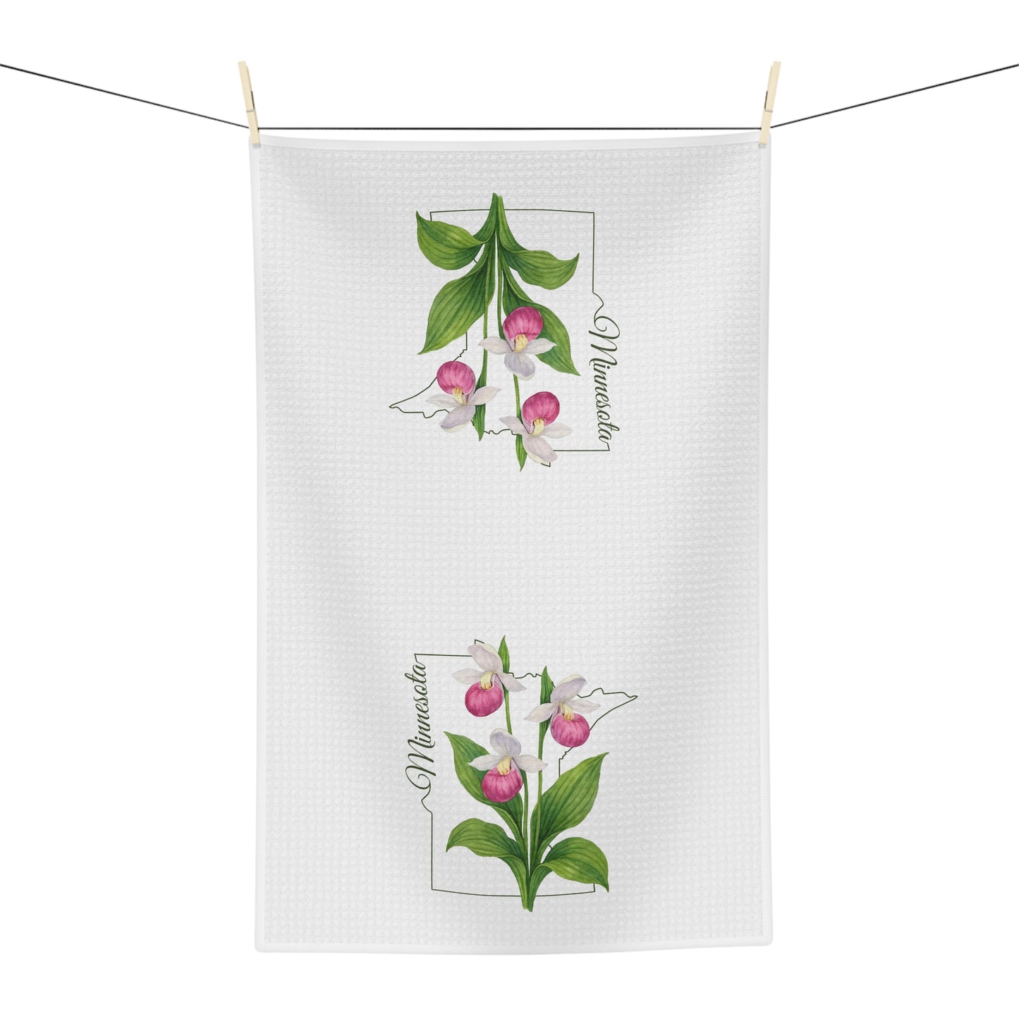 Minnesota State Flower Tea Towel — Showy Lady's Slipper
