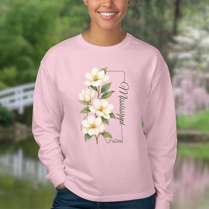 Mississippi State Flower Long Sleeve Tee - Magnolia