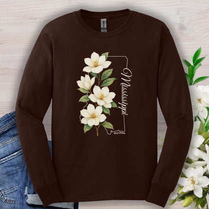 Mississippi State Flower Long Sleeve Tee - Magnolia