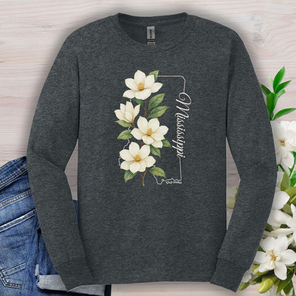 Mississippi State Flower Long Sleeve Tee - Magnolia
