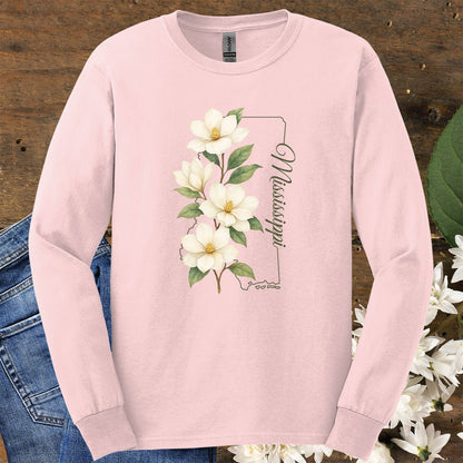 Mississippi State Flower Long Sleeve Tee - Magnolia