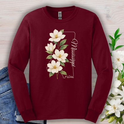 Mississippi State Flower Long Sleeve Tee - Magnolia