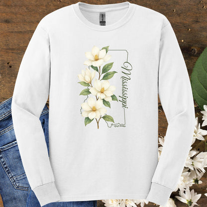 Mississippi State Flower Long Sleeve Tee - Magnolia