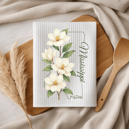 Mississippi State Flower Tea Towel — Magnolia
