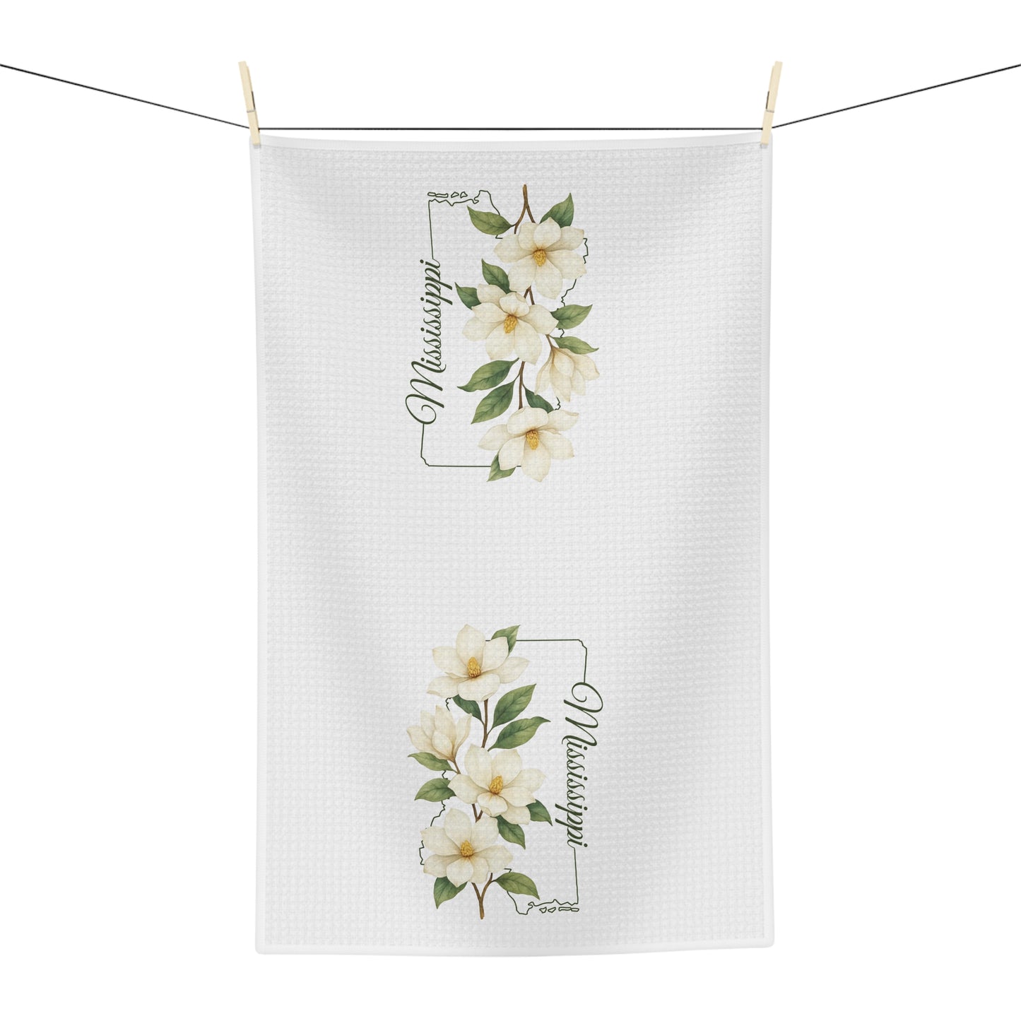 Mississippi State Flower Tea Towel — Magnolia