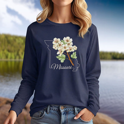 Missouri State Flower Long Sleeve Tee - Hawthorn